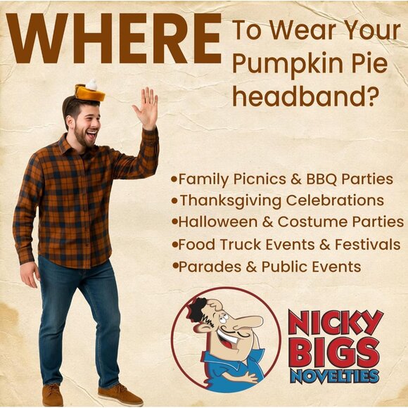 Mini Food Hat Headband Pumpkin Pie Silly Party Attire Accessory - Picture 4 of 6